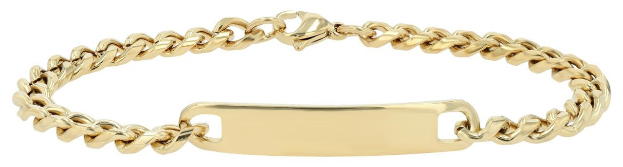 Pulsera de acero inoxidable con placa de grabado 18cm