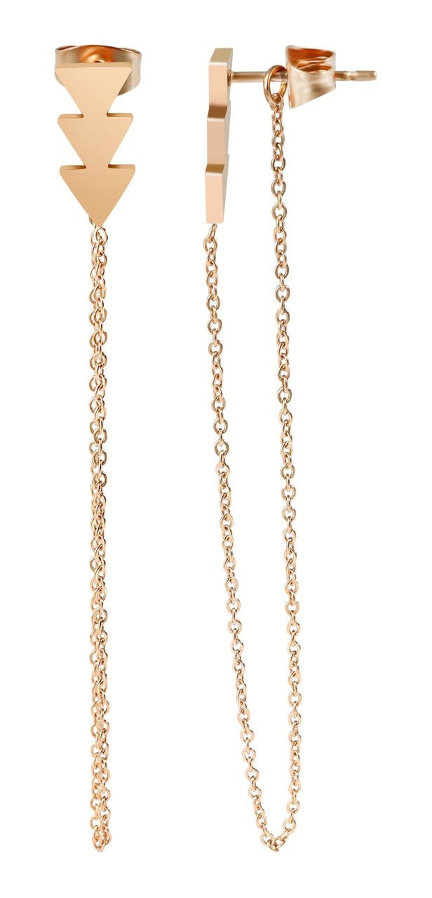 Long stainless steel drop earrings with chain