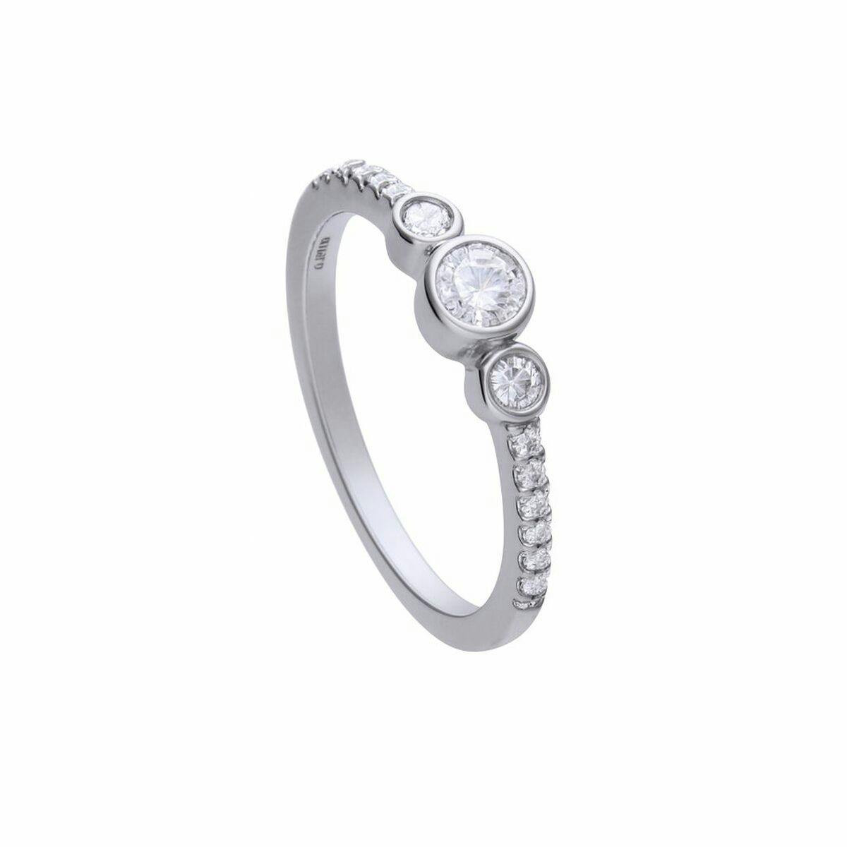 Anillo de plata de ley con piedra tipo brillante