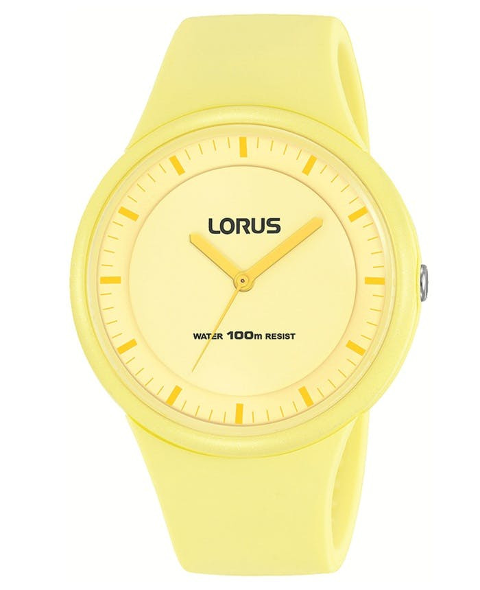 Reloj Sport Lady con caja de plástico y correa de silicona amarilla