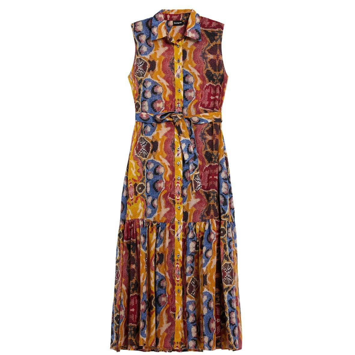 Long dress with Bugs Lacroix print in cotton and lyocell