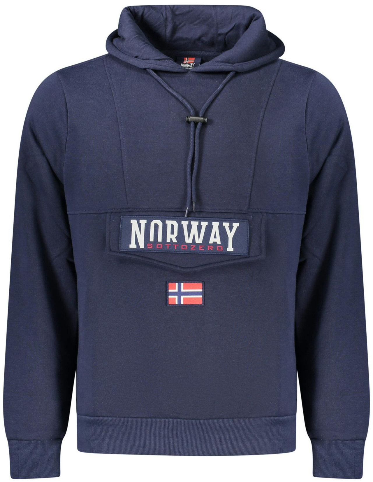 Hooded blue sweater in cotton and polyester