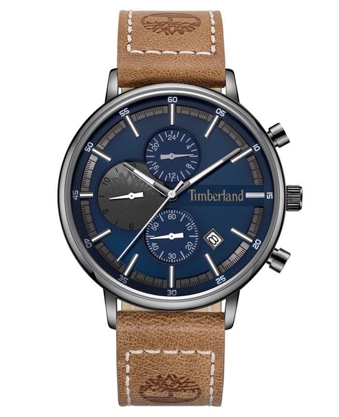 Reloj Sterling Dual Time con Esfera Azul y Correa de Cuero