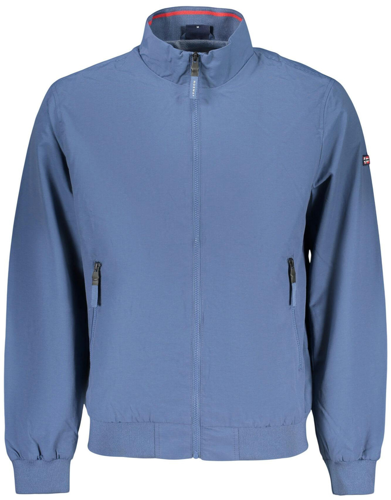 Chaqueta azul con cremallera y bolsillos