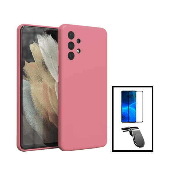 Kit: Tempered Glass Full Cover 5D Screen Protector and Liquid Silicone Case for Samsung Galaxy A13