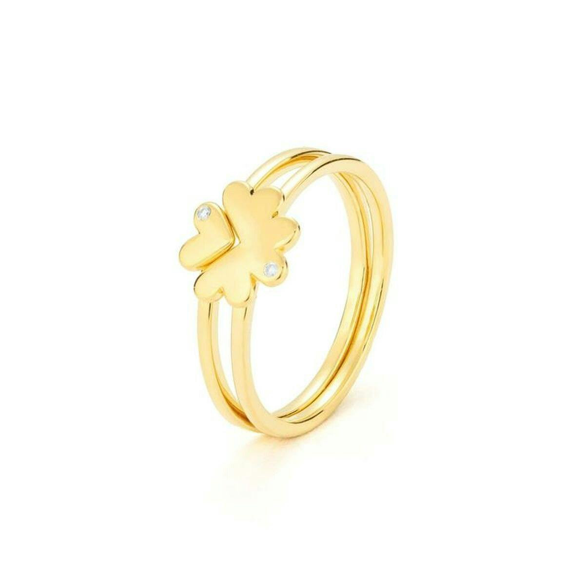 Anillo de plata de ley con baño dorado para mujer