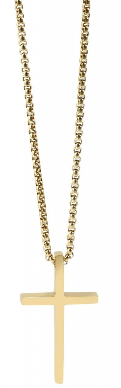 Collar con Cruz en Acero Inoxidable, Dorado