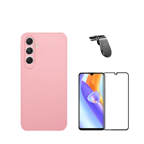 Funda silicona líquida y protector de vidrio templado full cover para Samsung Galaxy A15