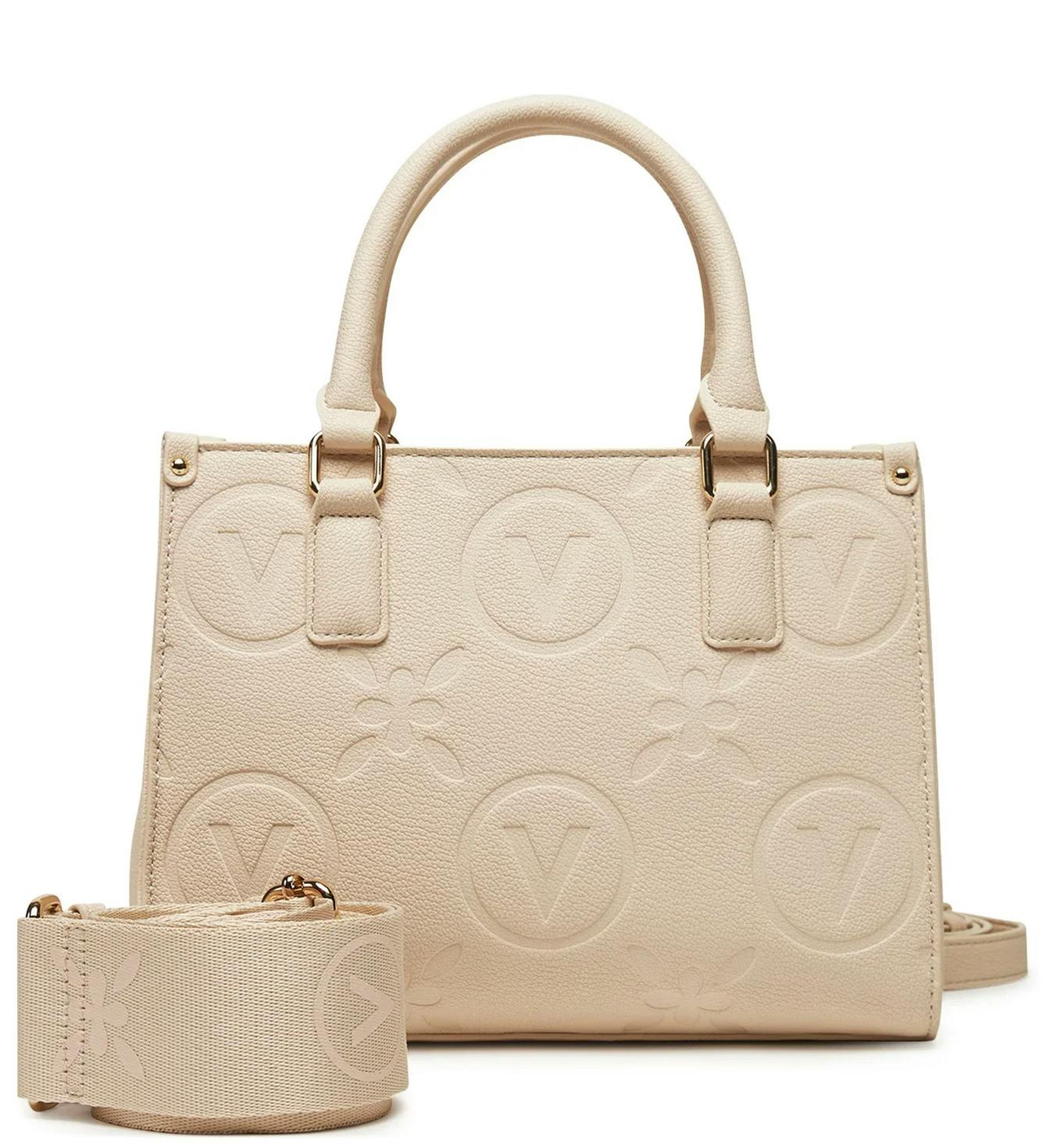 Bolso bandolera beige en poliuretano