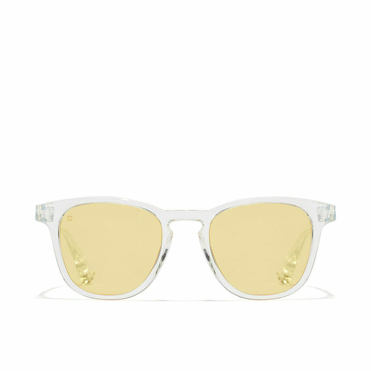 Wall sunglasses transparent frame with yellow lenses