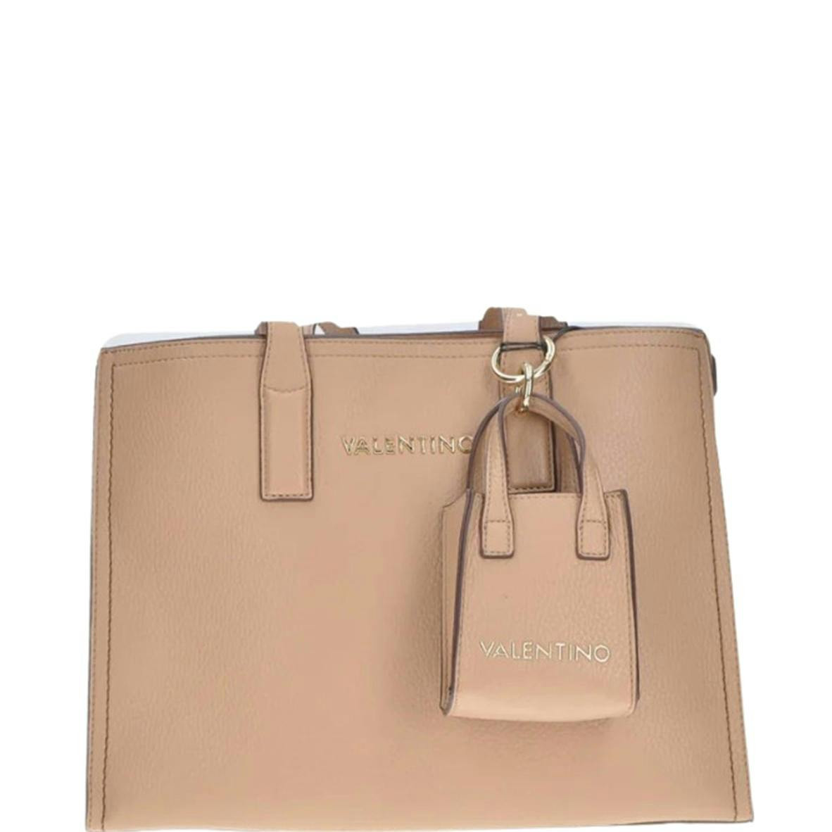 Beige polyurethane handbag with removable straps
