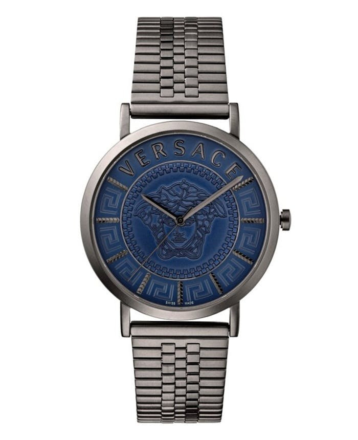 Swiss V-Essential watch with stainless steel case and blue dial