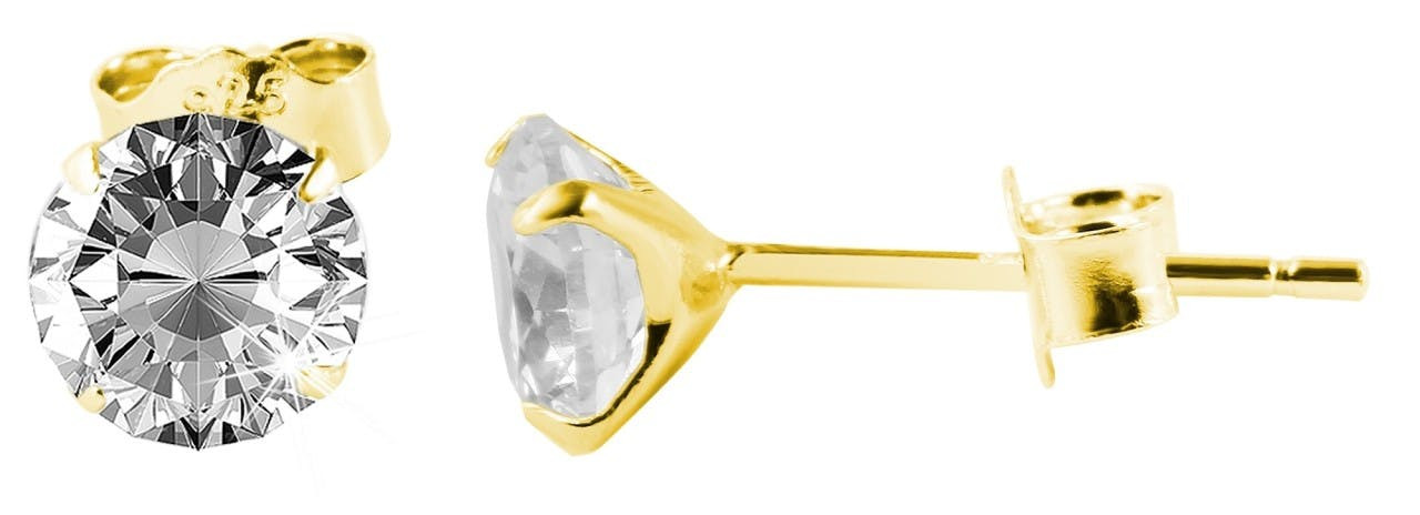 925 sterling silver zirconia stud earrings plated with rhodium