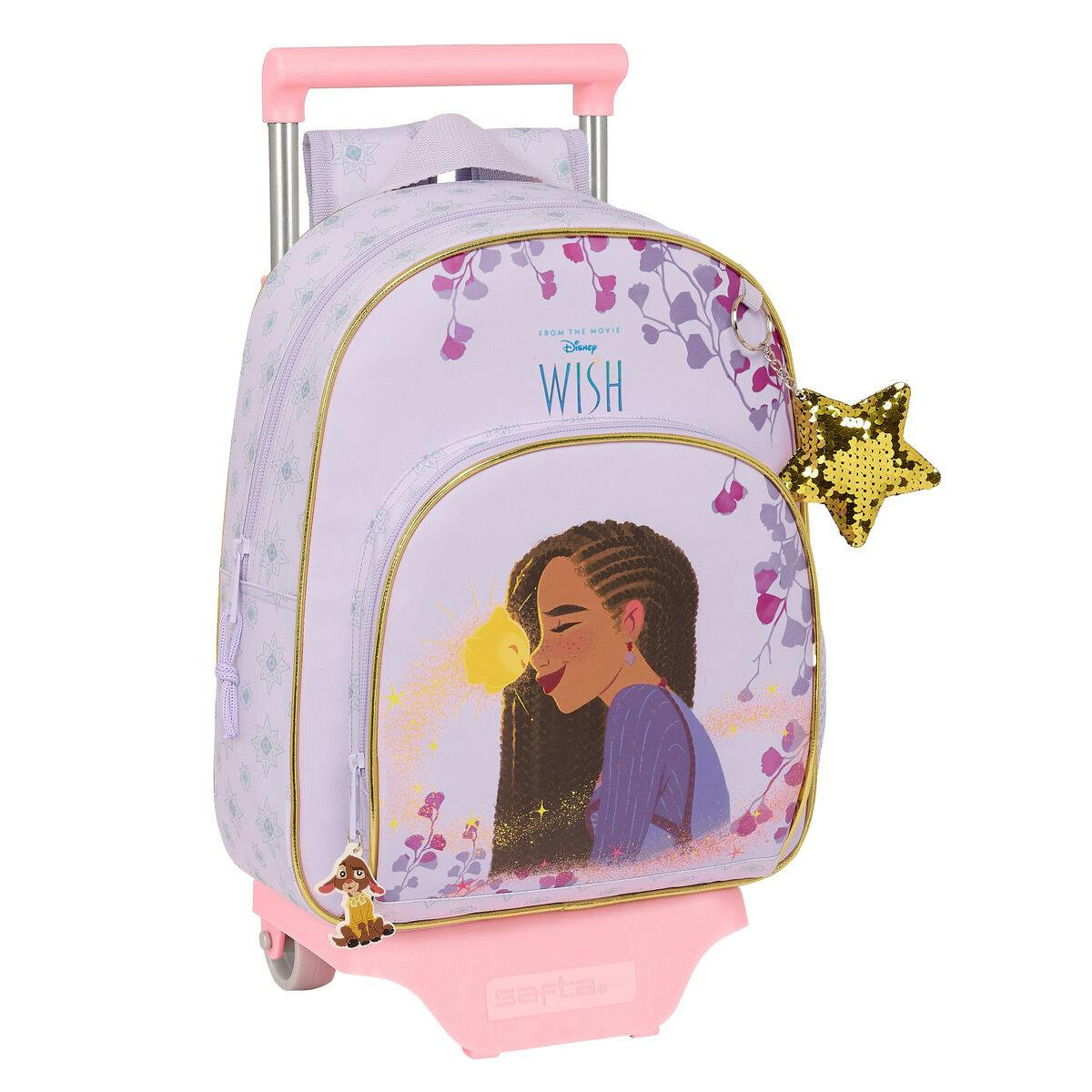 Mochila escolar con ruedas lila