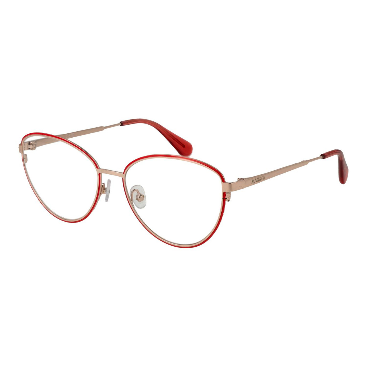 Round metal optical frame red with case