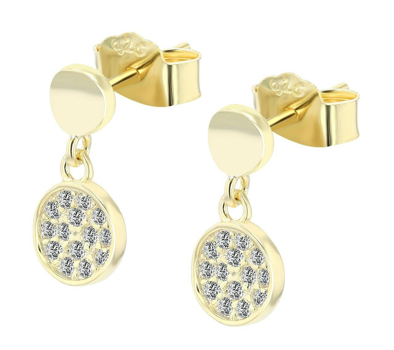 Round sterling silver 925 earrings with zirconia, rhodium plated
