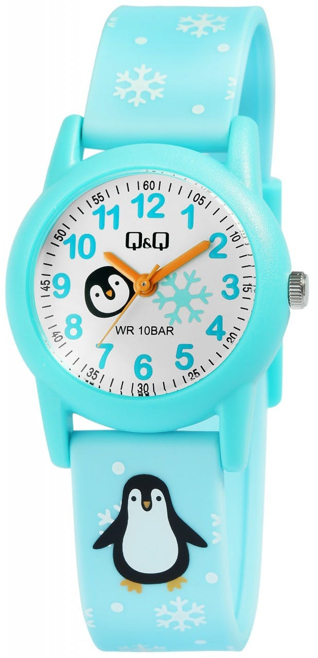 Reloj infantil analógico silicona azul con pingüinos