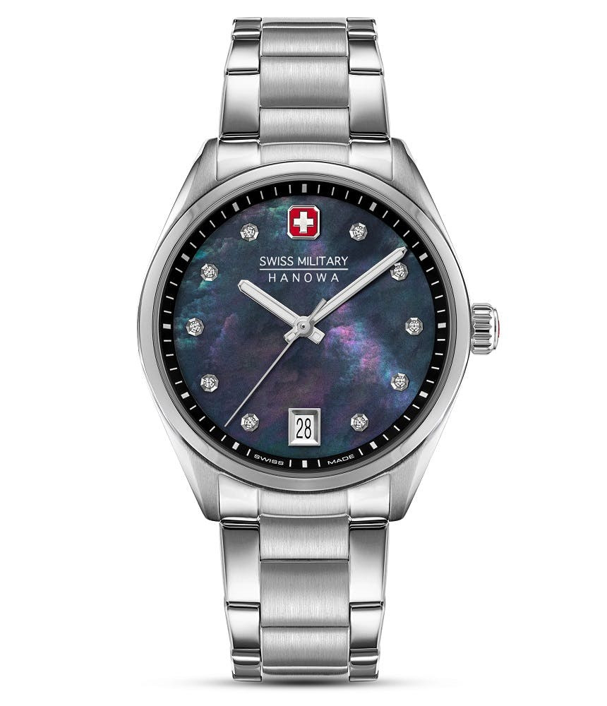 Reloj Afterburn Chrono acero con esfera madreperla y correa de cuero