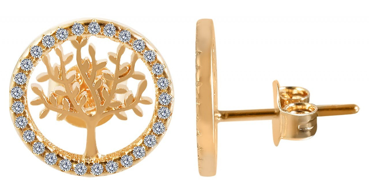Pendientes Árbol de la Vida en plata 925 con circonitas y baño de rodio