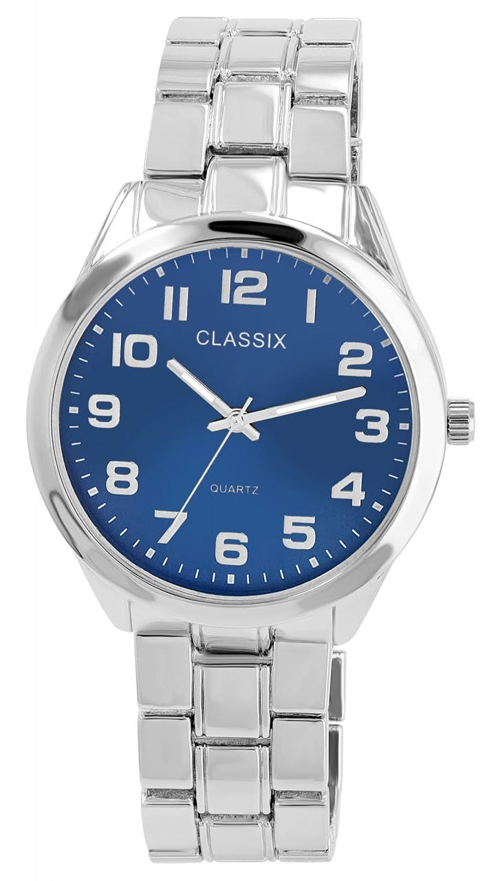 Reloj de hombre con brazalete metálico plateado y caja 42 mm