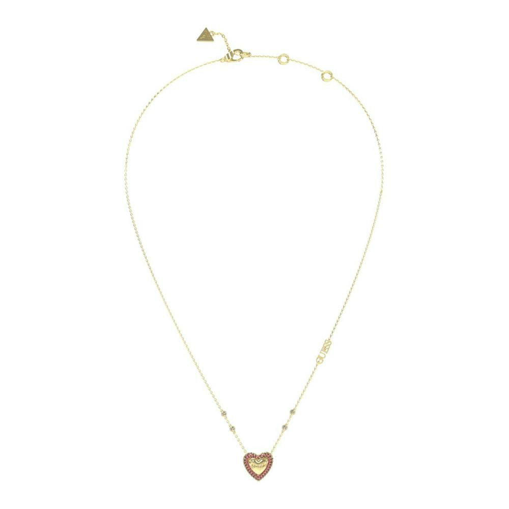 Collar GUESS de acero inoxidable con colgantes dorados y rosas