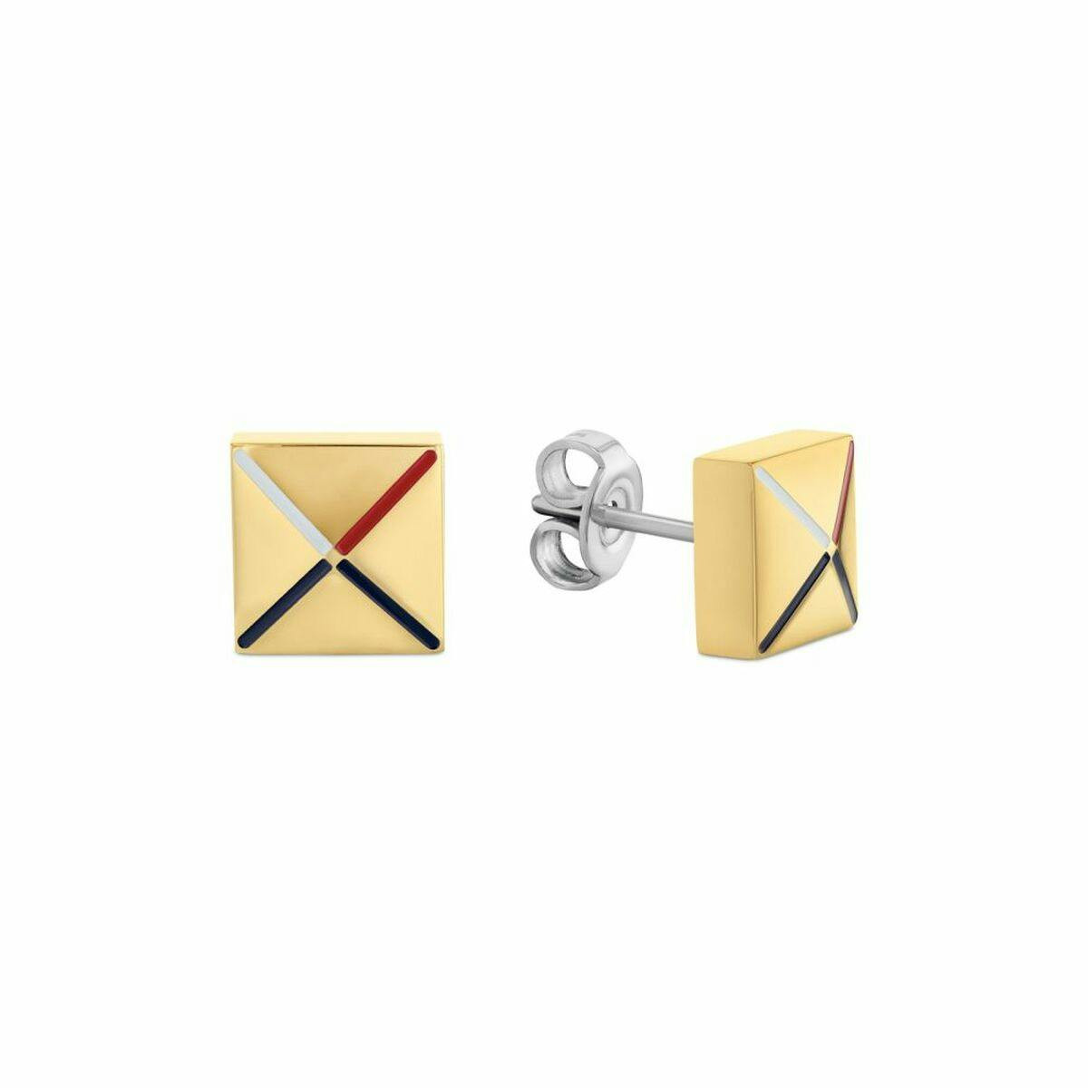 Pendientes de acero inoxidable dorado para mujer con estuche
