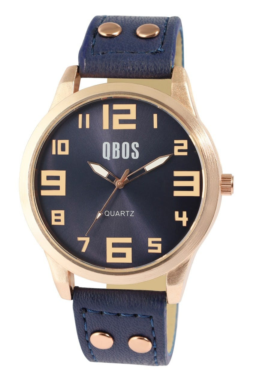 Reloj analógico unisex en metal con correa de piel sintética