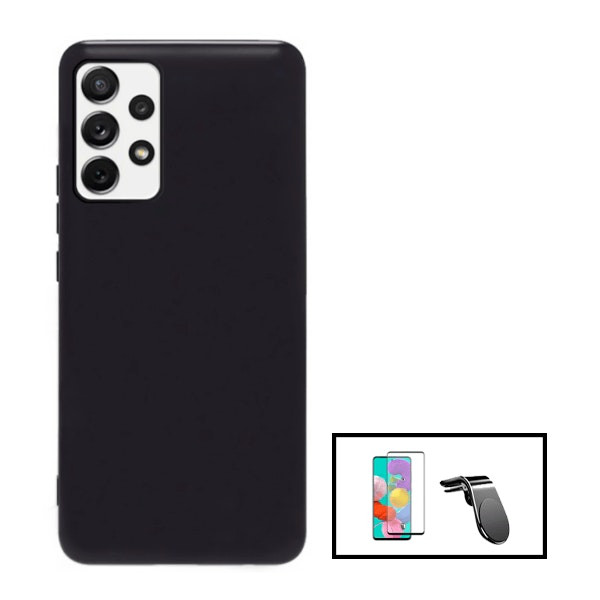Kit Vidrio Templado Full Cover + Funda Silicona Líquida + Soporte Magnético para Galaxy A53 5G