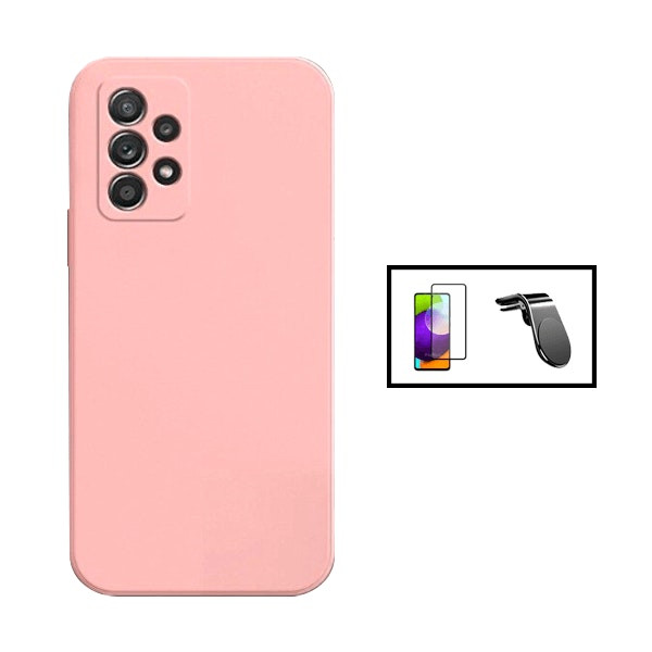 Kit vidrio templado full cover + funda silicona líquida + soporte magnético para Galaxy A73 5G
