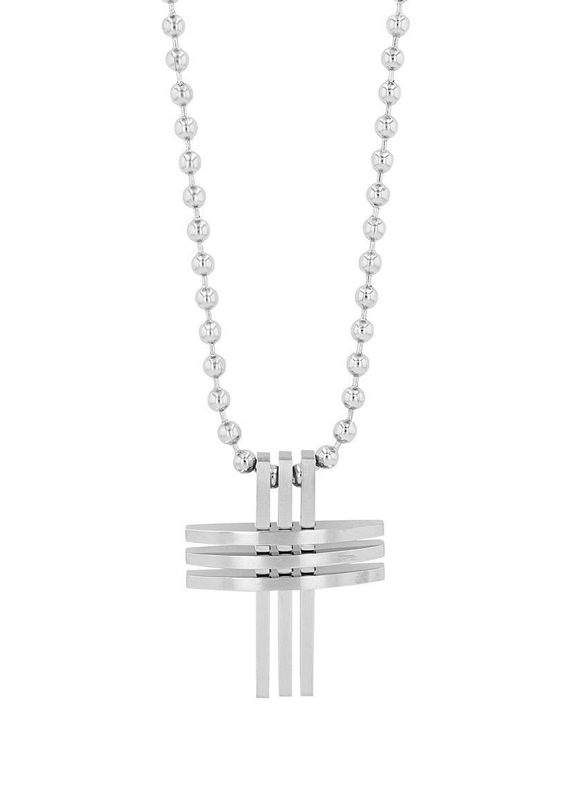 Stainless steel cross pendant necklace with ball chain
