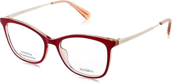 Montura óptica rectangular roja en acero inoxidable con lentes de plástico 51 mm