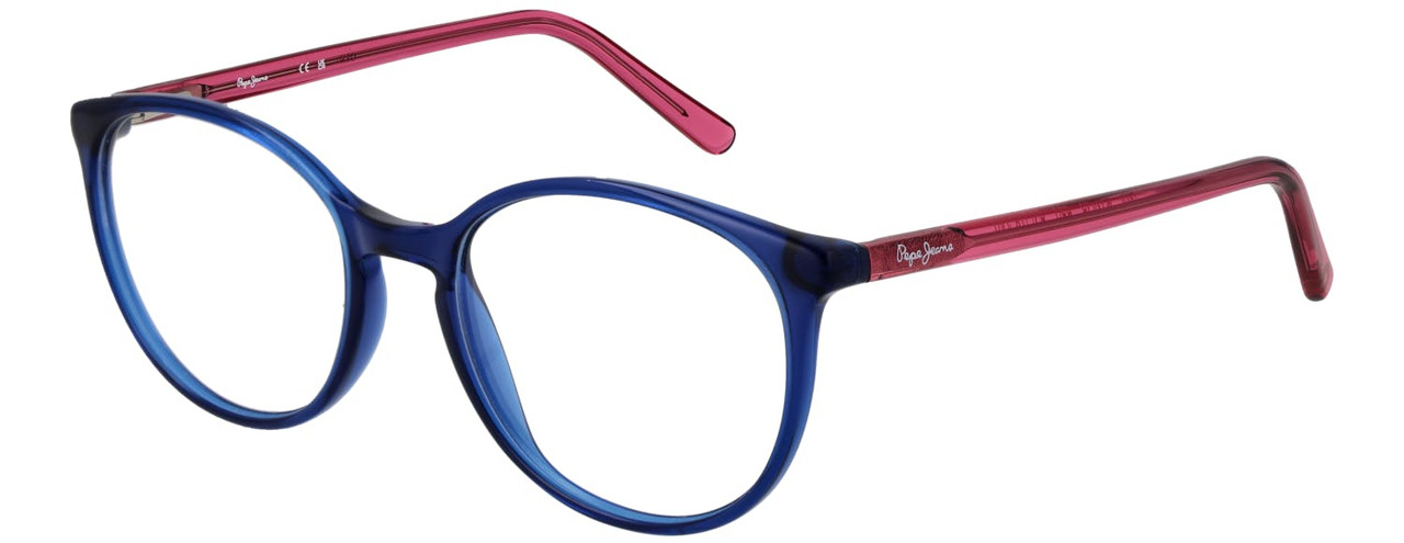 Montura óptica redonda acetato azul