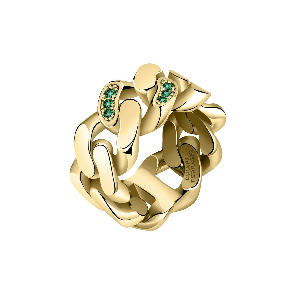 Anillo dorado de latón con estuche de la marca