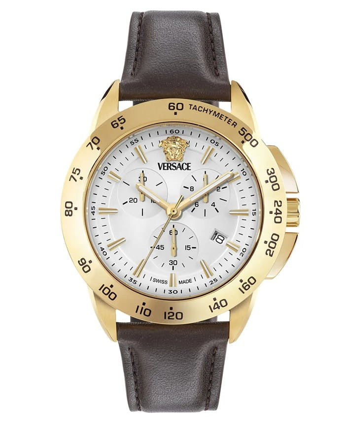 Reloj Swiss V-Sport Chrono caja acero esfera blanca correa cuero