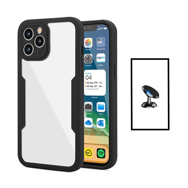 Kit Capa Anti-Crash 360 Protection + Suporte Magnético de Carro para Apple iPhone 14 Plus - Preto