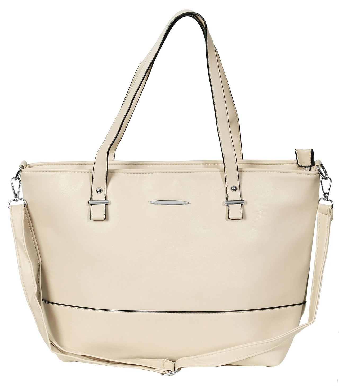 Synthetic leather shopper bag with removable strap