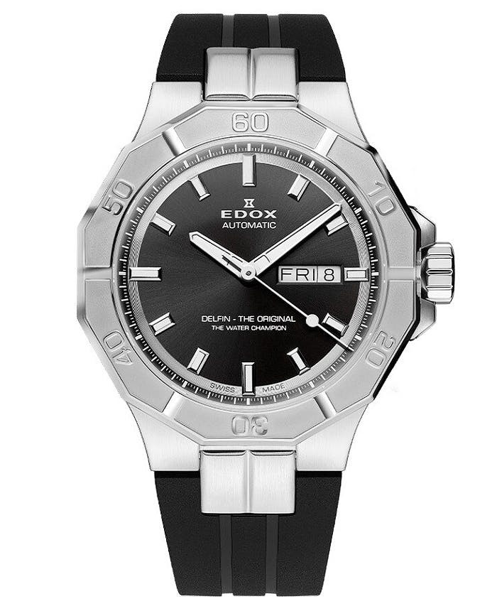 EDOX Delfin The Original automatic watch stainless steel case rubber strap sapphire