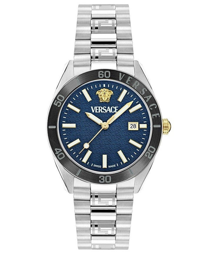 Reloj Swiss V-Dome en Acero Inoxidable con Esfera Azul