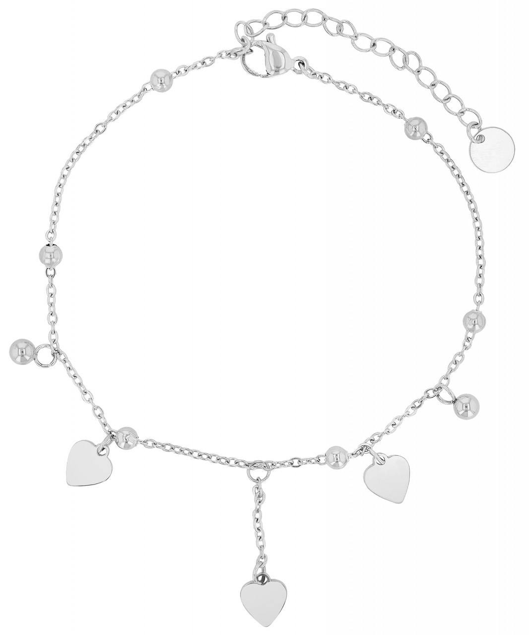 Stainless steel ankle bracelet with heart and beads