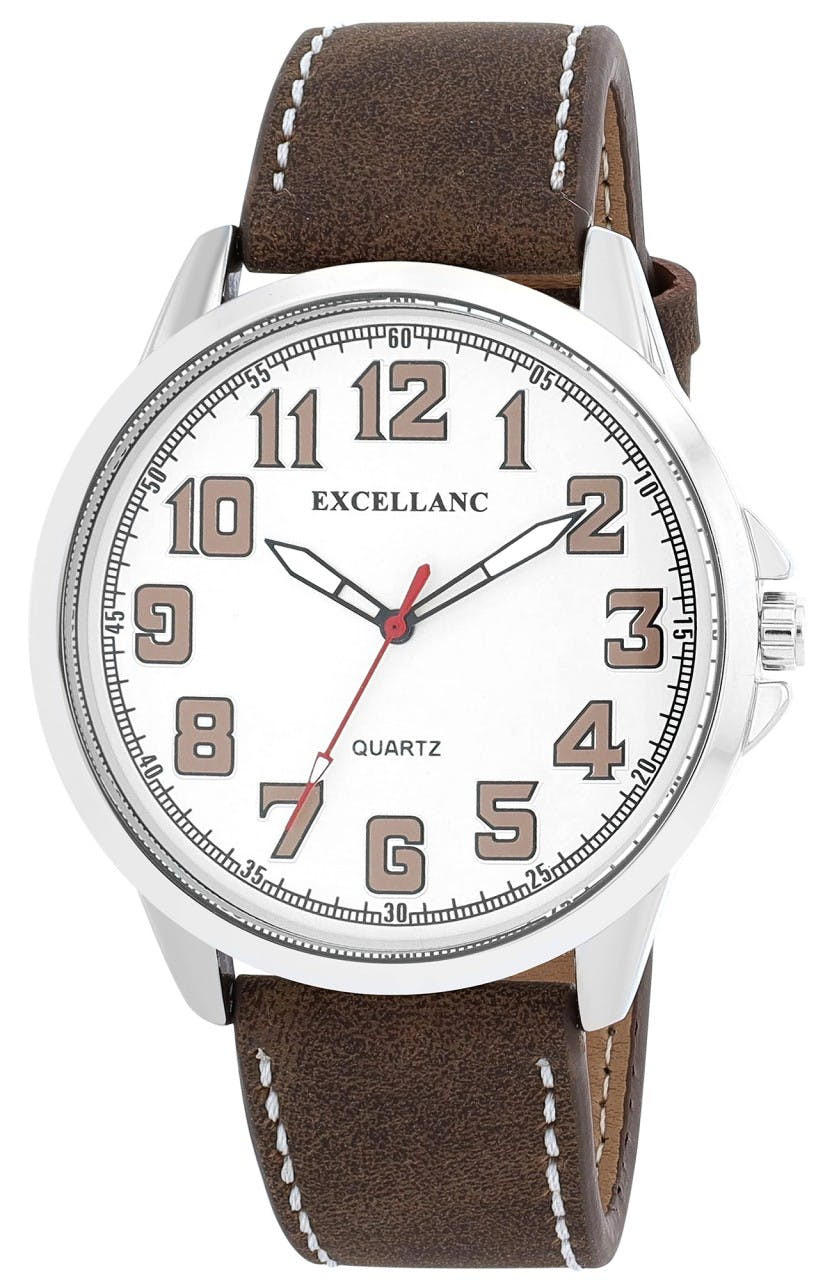 Reloj de hombre con correa marrón de cuero sintético