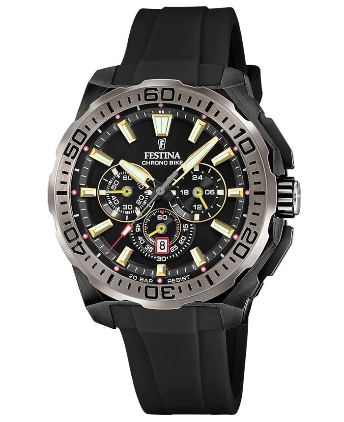 Reloj Chrono Bike Diver con caja de acero y correa de silicona