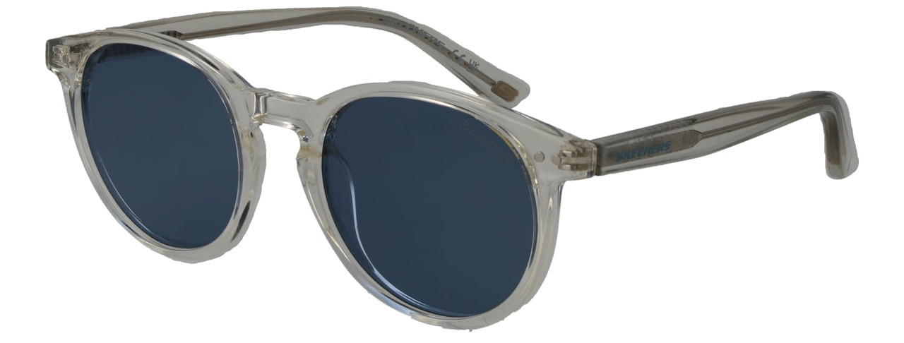 Round plastic sunglasses with blue polarized lenses