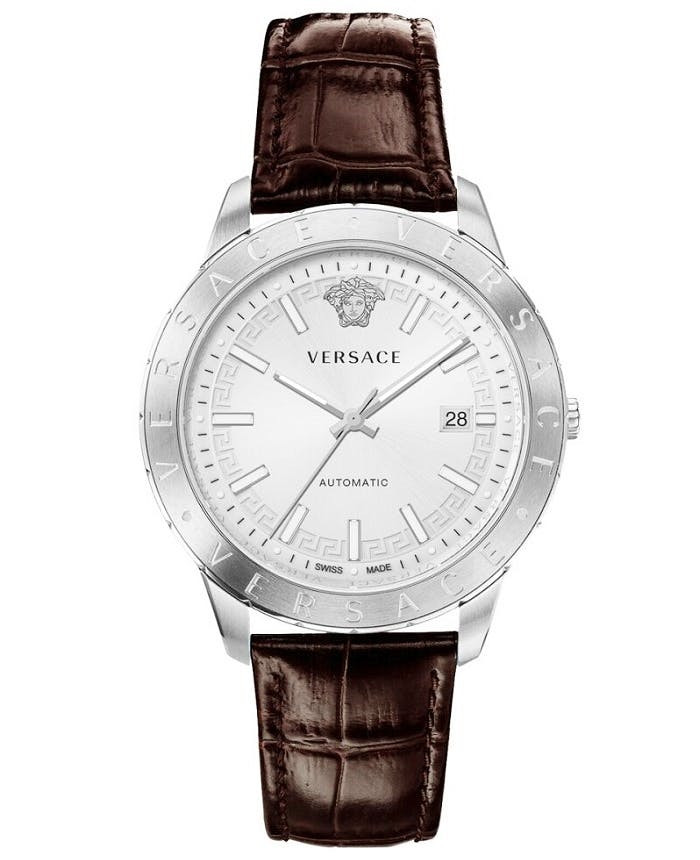 Univers Automatic watch with stainless steel case and leather strap