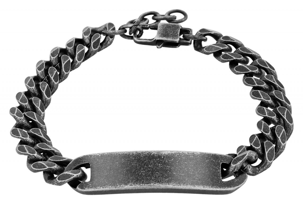 Engravable stainless steel bracelet with central plate
