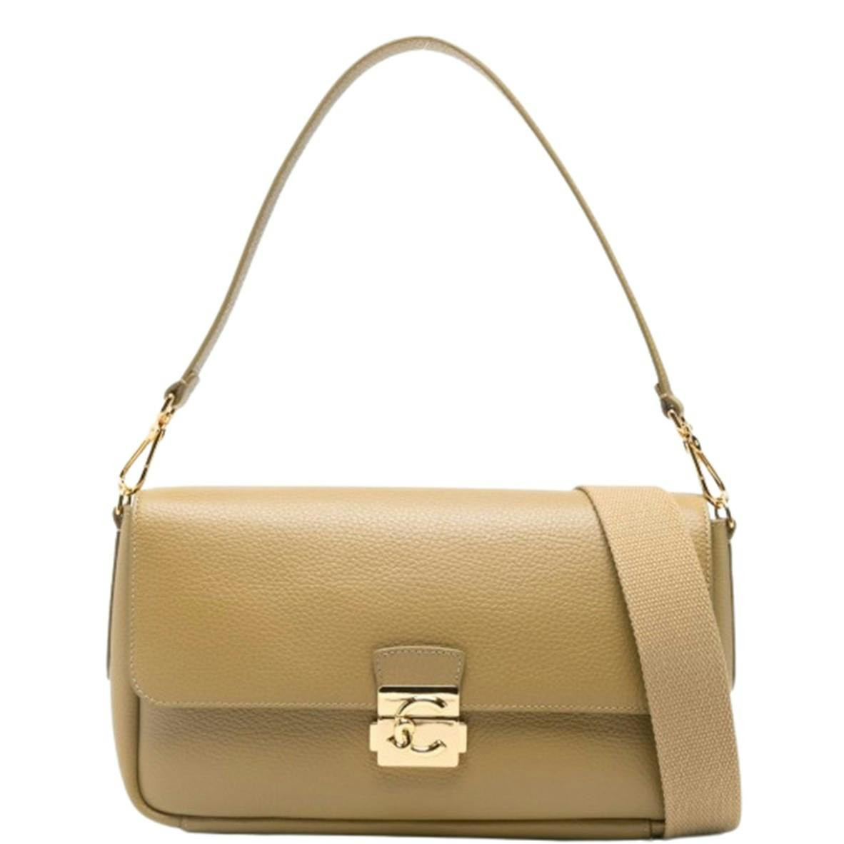 Bolso verde de piel con asa ajustable y extraíble