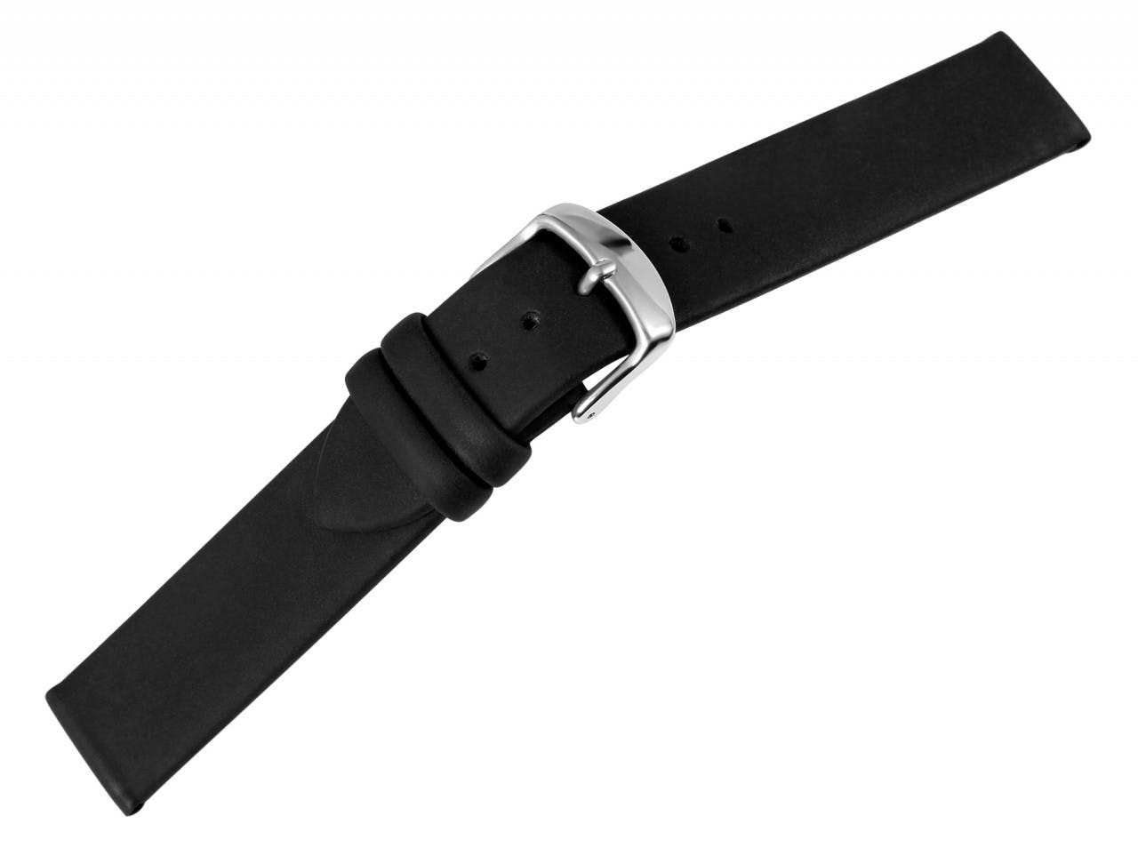 Correa de reloj en cuero genuino 16 mm con hebilla plateada