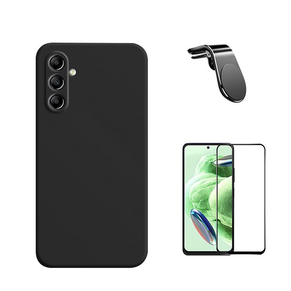 Kit Protector Vidrio Full Cover 5D y Funda Silicona Líquida con Soporte Magnético para Galaxy S23 FE