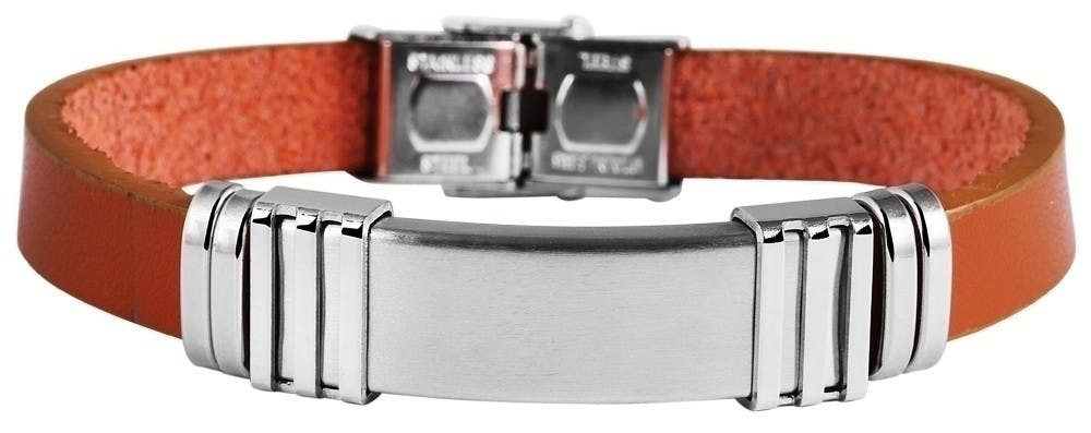Pulsera de piel genuina con detalle en acero inoxidable