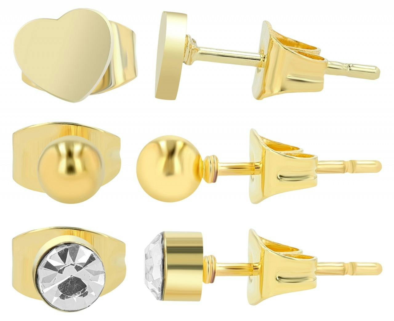 Conjunto de 3 pares de pendientes dorados