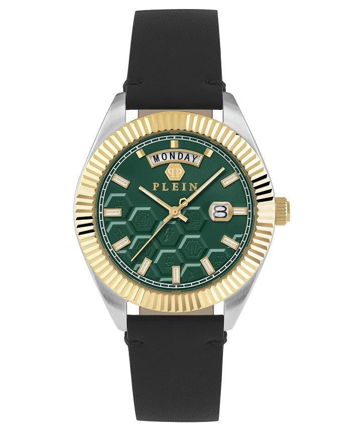 Reloj Date Superlative Gent en acero con correa de cuero